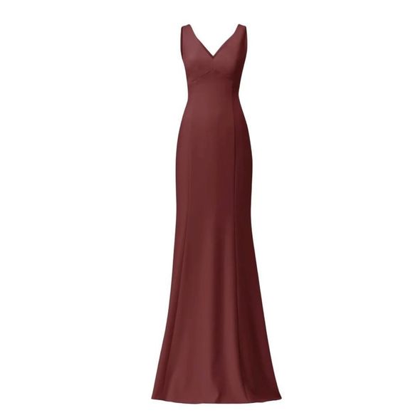 Amsale Gwyneth Maxi Bridesmaids dress in color cayenne size 8 - Picture 1 of 10